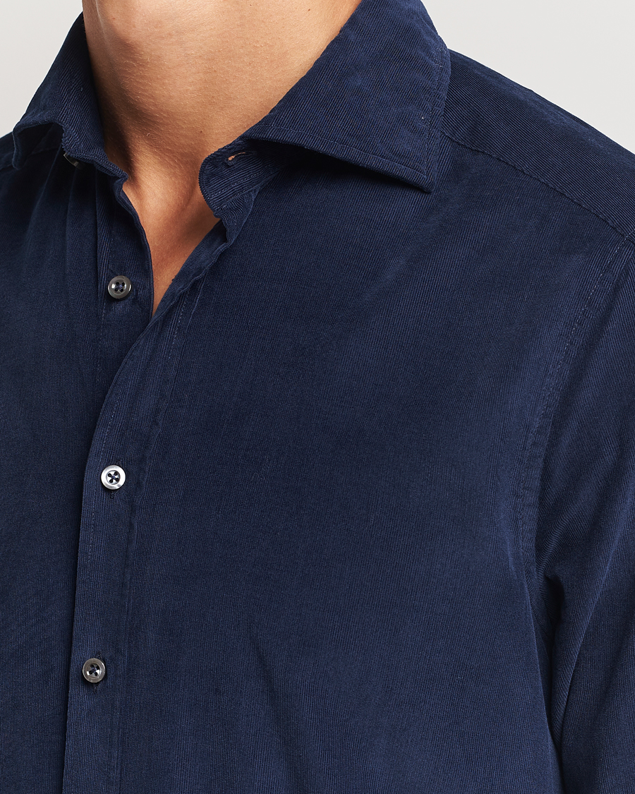 Mies | Kauluspaidat | Stenströms | Slimline Cut Away Cord Shirt Blue