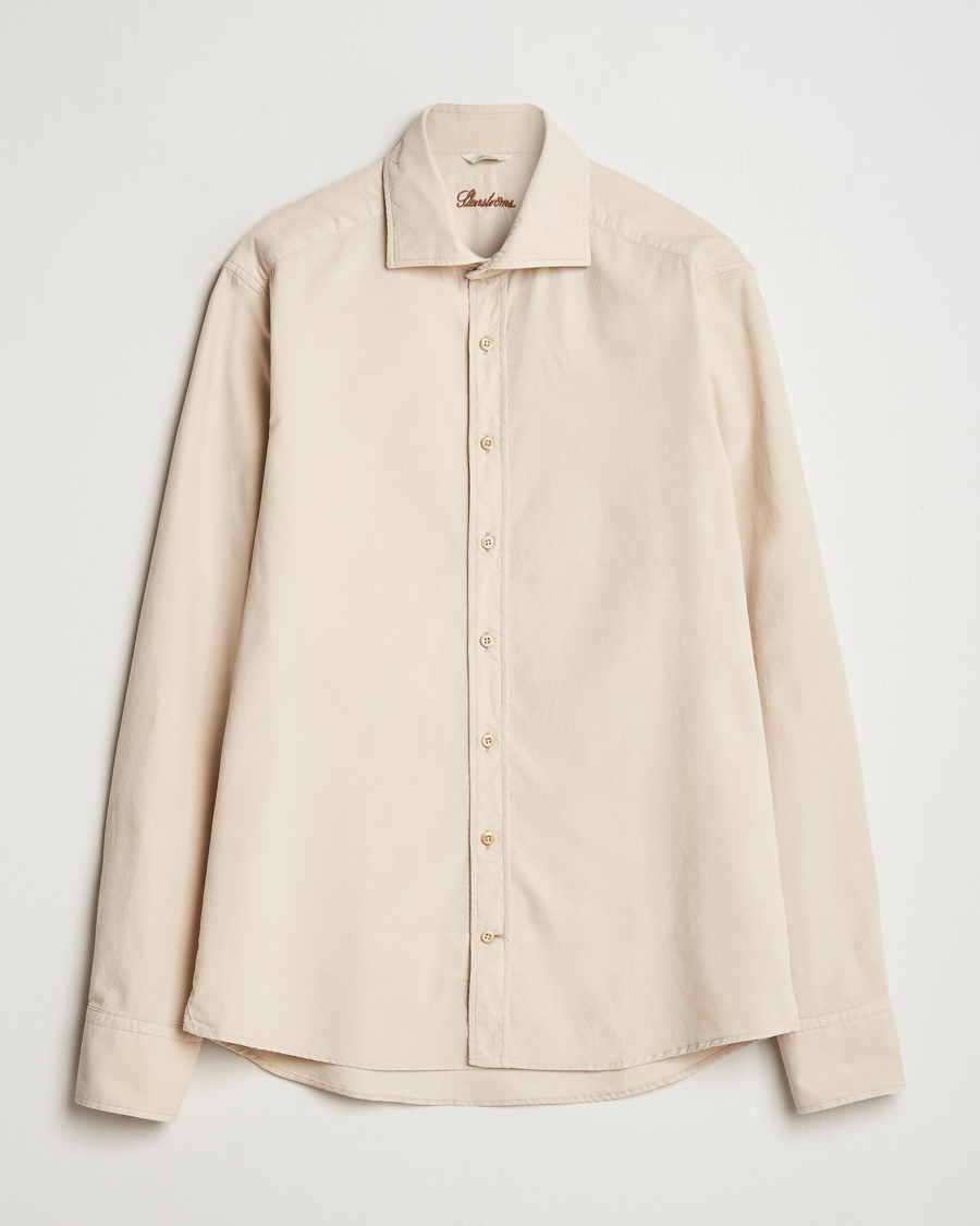 Mies | Kauluspaidat | Stenströms | Slimline Cut Away Cord Shirt Beige