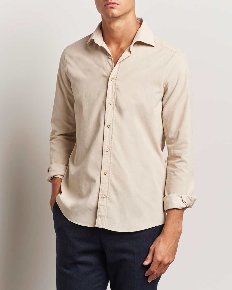 Mies | Kauluspaidat | Stenströms | Slimline Cut Away Cord Shirt Beige