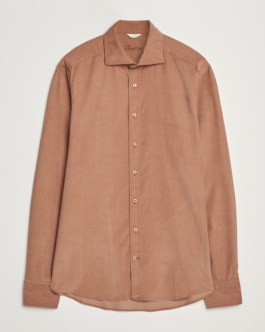 Mies | Kauluspaidat | Stenströms | Slimline Cut Away Cord Shirt Light Brown