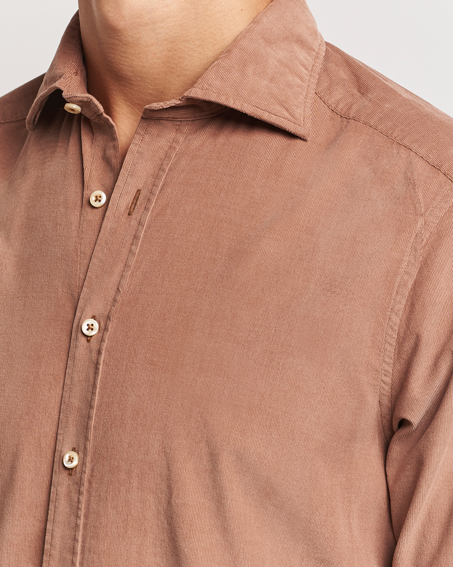 Mies | Kauluspaidat | Stenströms | Slimline Cut Away Cord Shirt Light Brown