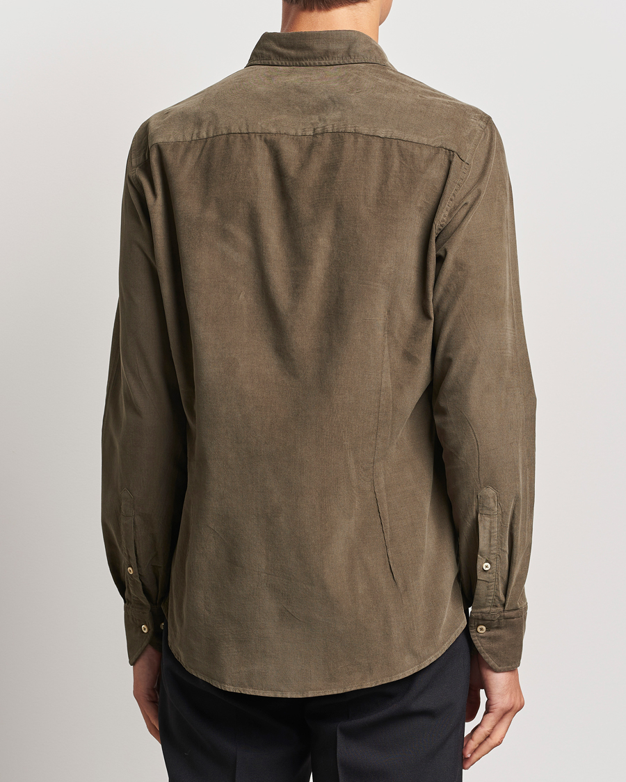 Mies | Kauluspaidat | Stenströms | Slimline Cut Away Cord Shirt Dark Green