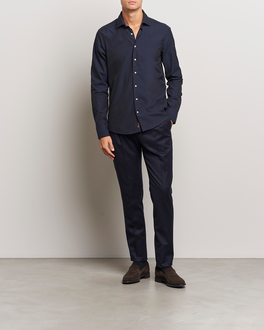 Mies | Kauluspaidat | Stenströms | Slimline Cut Away Washed Twill Shirt Navy