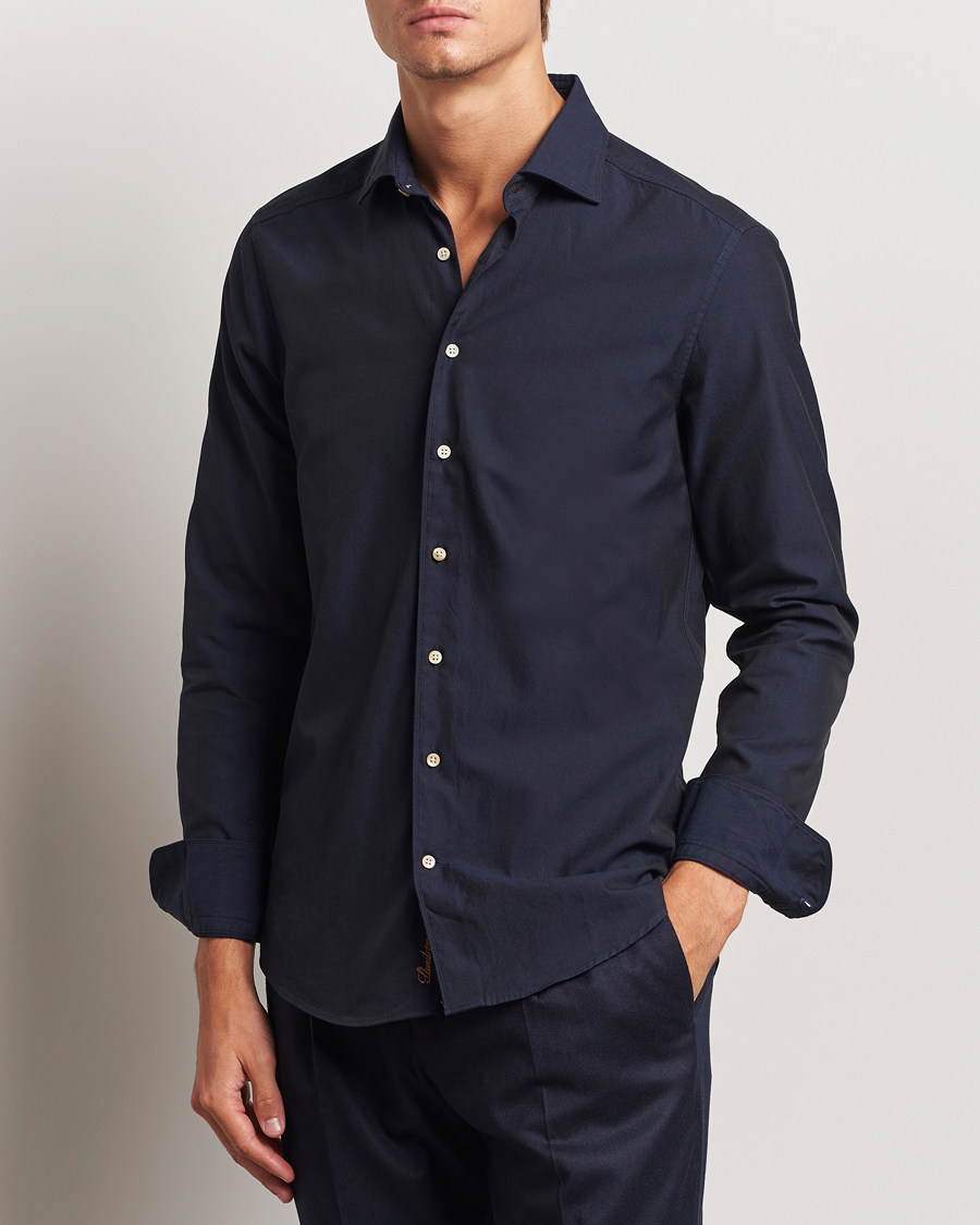 Mies | Kauluspaidat | Stenströms | Slimline Cut Away Washed Twill Shirt Navy