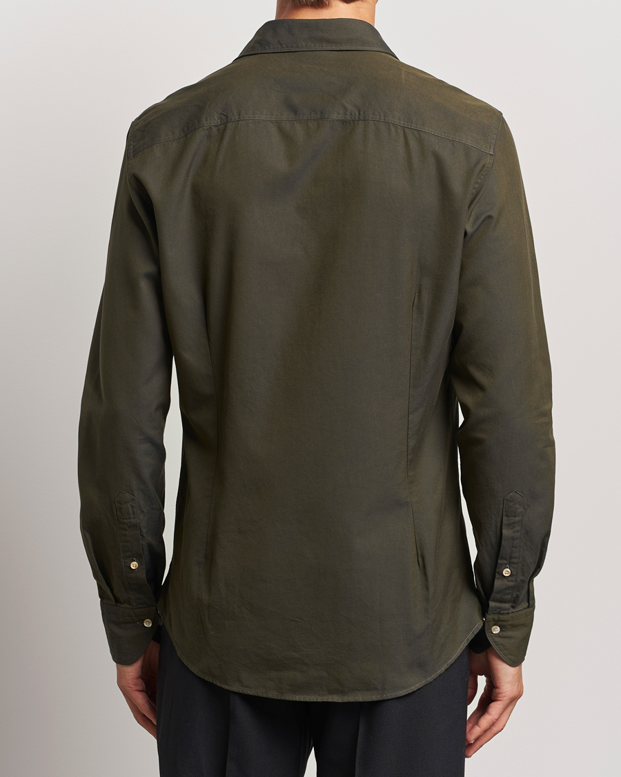 Mies | Kauluspaidat | Stenströms | Slimline Cut Away Washed Twill Shirt Dark Green