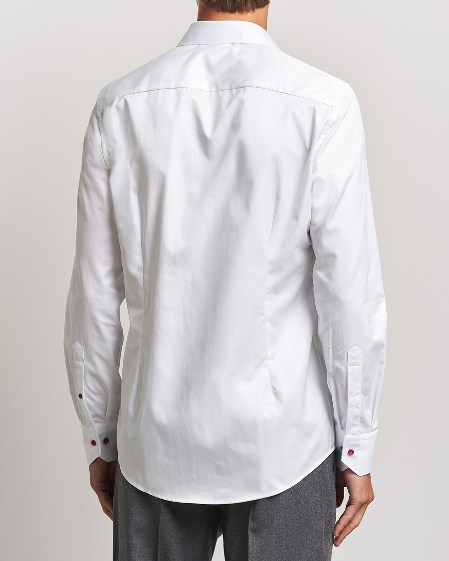Mies | Kauluspaidat | Stenströms | Slimline Cut Away Contrast Button Shirt White/Red