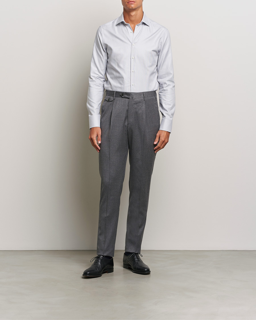 Mies | Kauluspaidat | Stenströms | Slimline Houndstooth Cut Away Shirt Grey