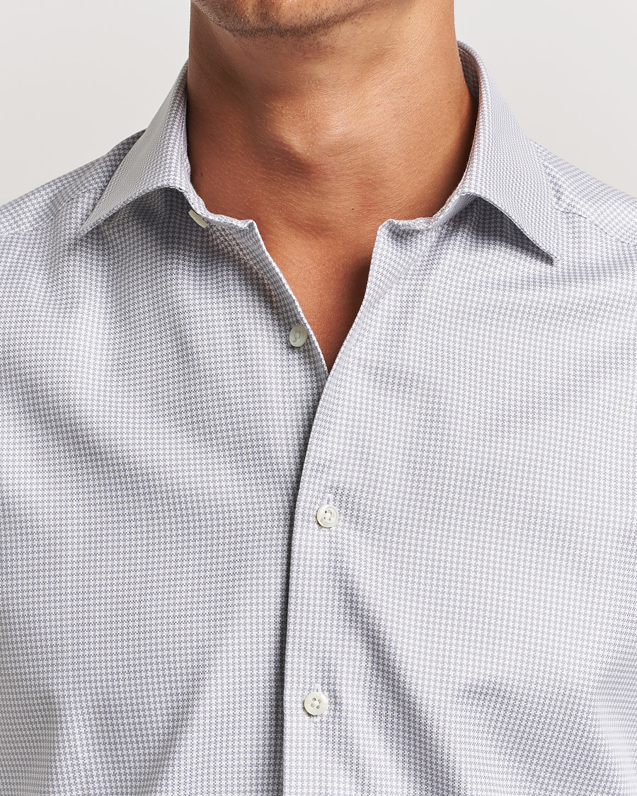 Mies | Kauluspaidat | Stenströms | Slimline Houndstooth Cut Away Shirt Grey
