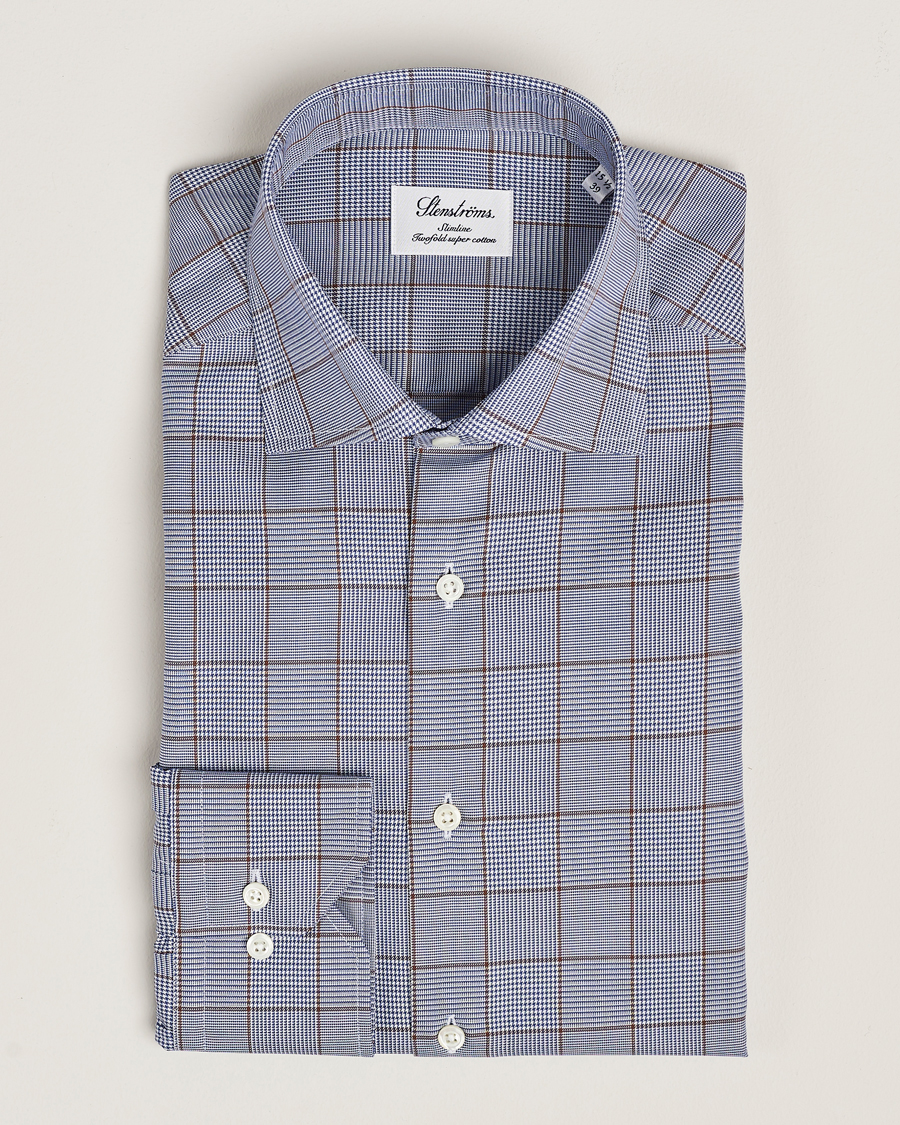 Mies | Kauluspaidat | Stenströms | Slimline Prince of Wales Check Shirt Blue