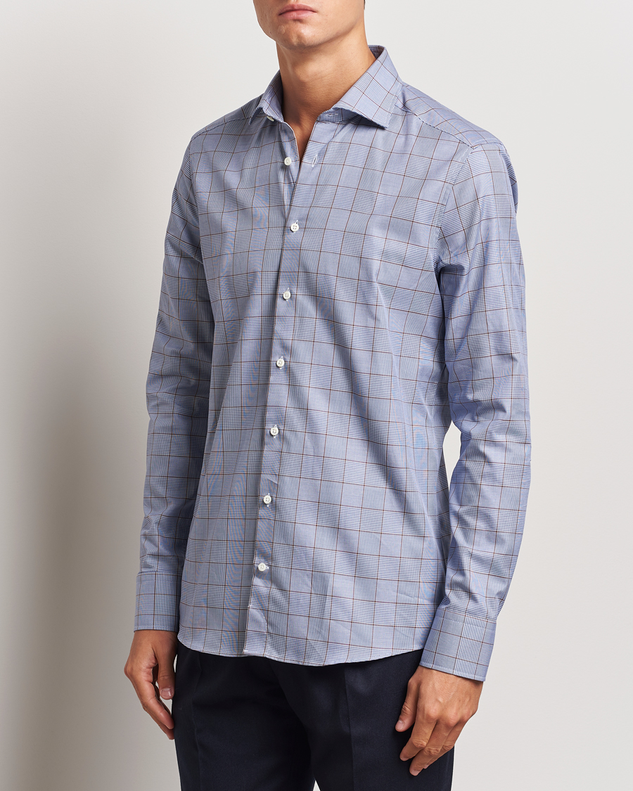 Mies | Kauluspaidat | Stenströms | Slimline Prince of Wales Check Shirt Blue