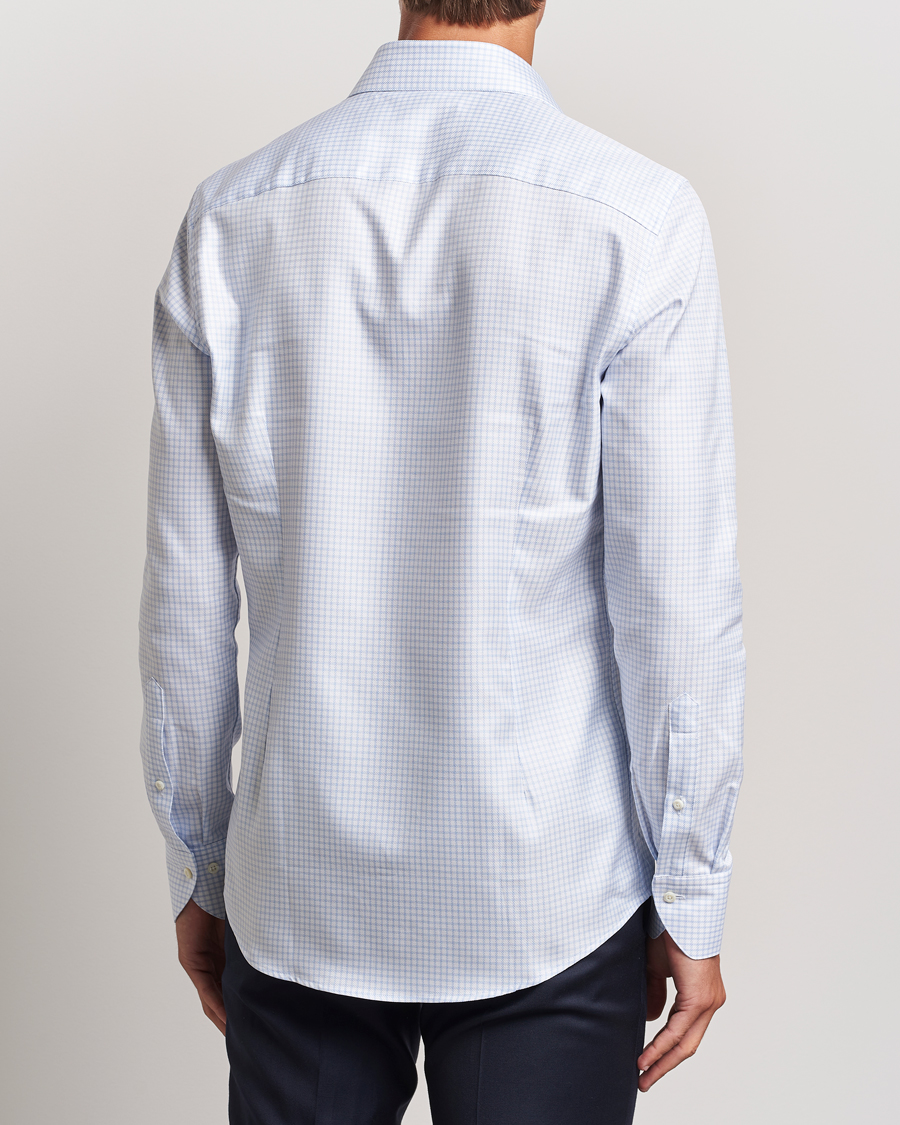 Mies | Kauluspaidat | Stenströms | Slimline Mini Check Twill Shirt White/Blue
