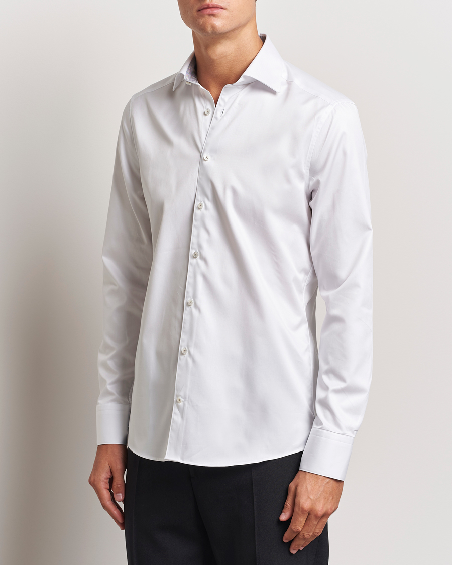 Mies | Kauluspaidat | Stenströms | Slimline Contrast Cut Away Shirt White/Grey