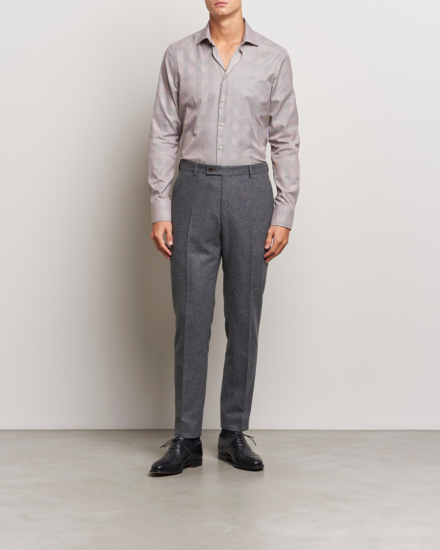 Mies | Kauluspaidat | Stenströms | Slimline Checked Twill Shirt Brown