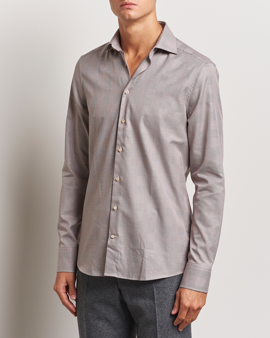 Mies | Kauluspaidat | Stenströms | Slimline Checked Twill Shirt Brown