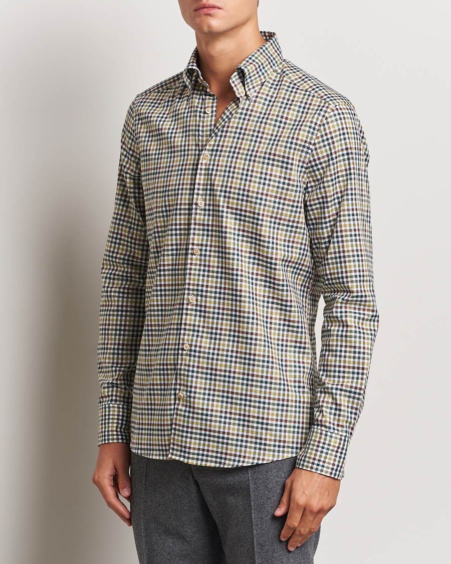 Mies | Kauluspaidat | Stenströms | Slimline Small Check Button Down Shirt Green