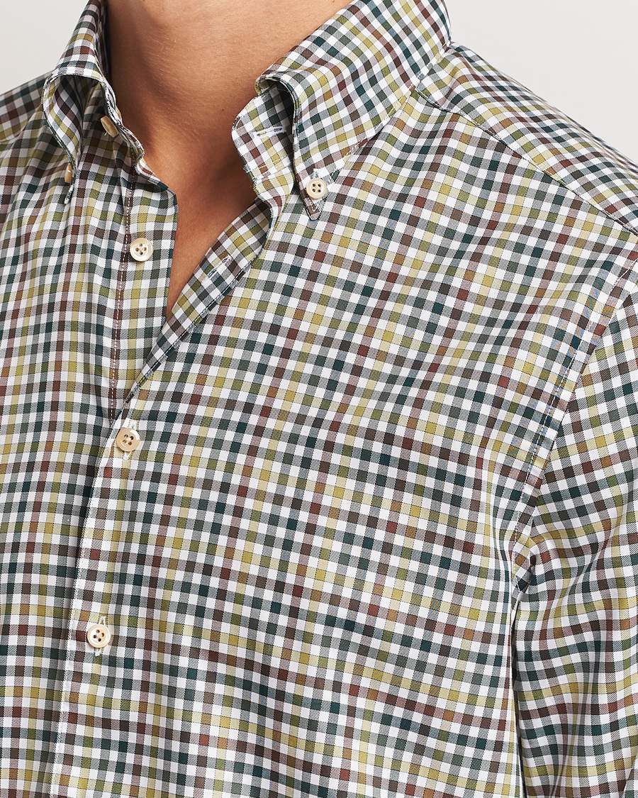 Mies | Kauluspaidat | Stenströms | Slimline Small Check Button Down Shirt Green