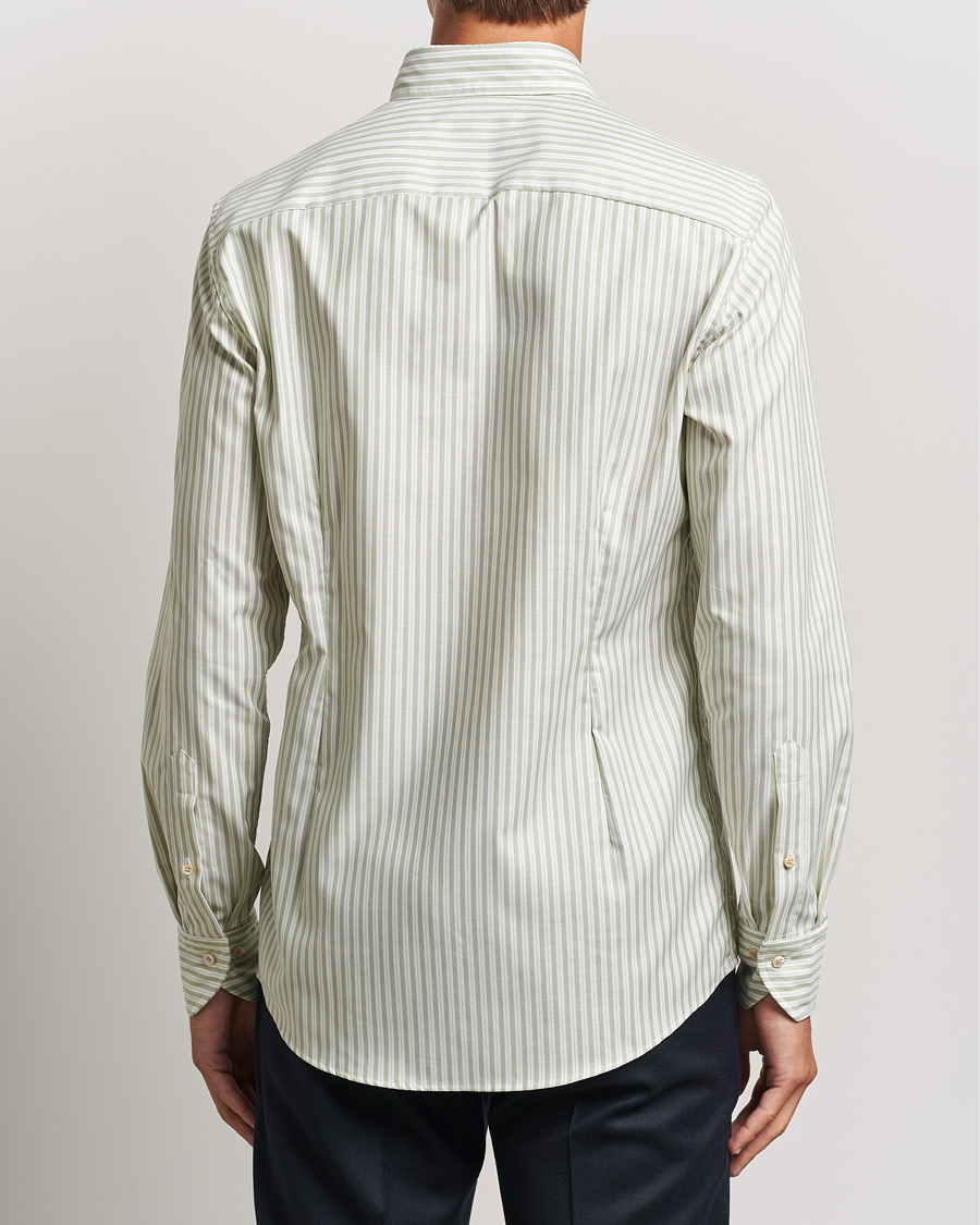 Mies | Kauluspaidat | Stenströms | Slimline Vintage Stripe Oxford Shirt Green