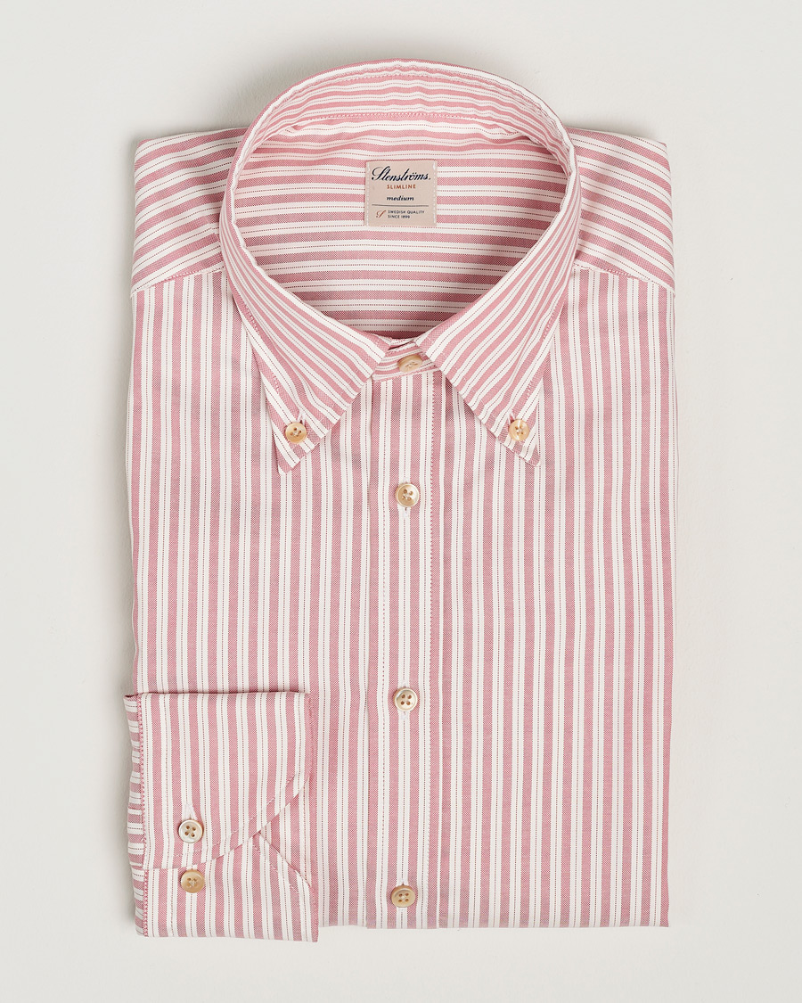 Mies | Kauluspaidat | Stenströms | Slimline Vintage Stripe Oxford Shirt Red