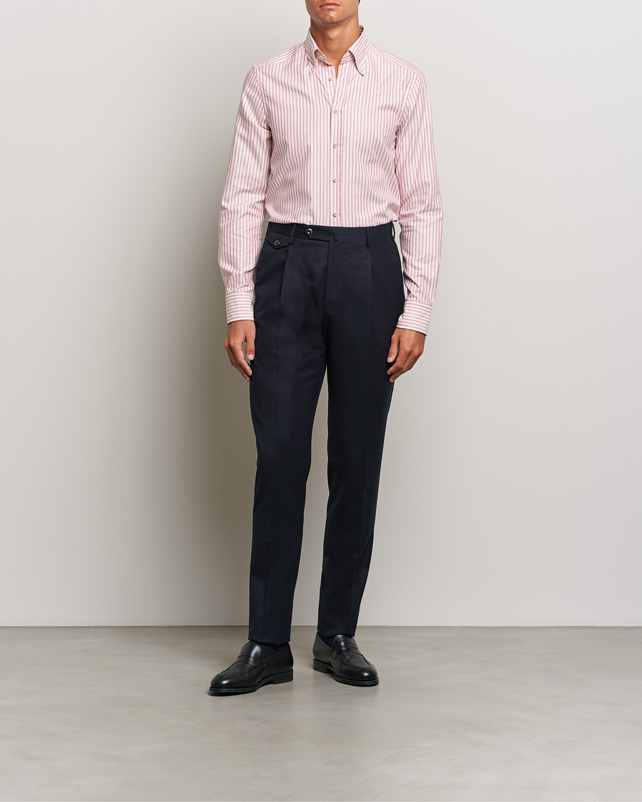 Mies | Kauluspaidat | Stenströms | Slimline Vintage Stripe Oxford Shirt Red