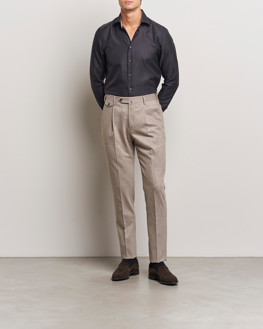 Mies | Kauluspaidat | Stenströms | Slimline Structure Contrast Cut Away Shirt Black