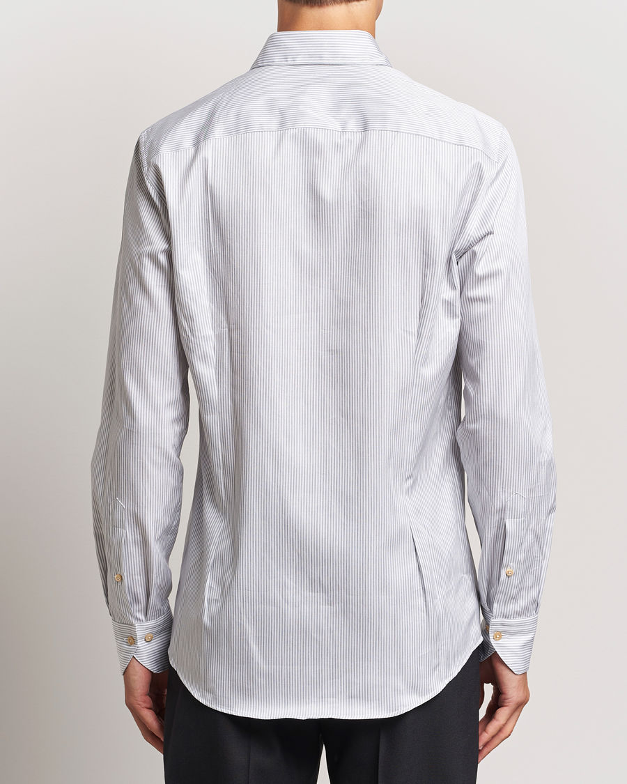 Mies | Kauluspaidat | Stenströms | Slimline Melange Stripe Cut Away Shirt Grey