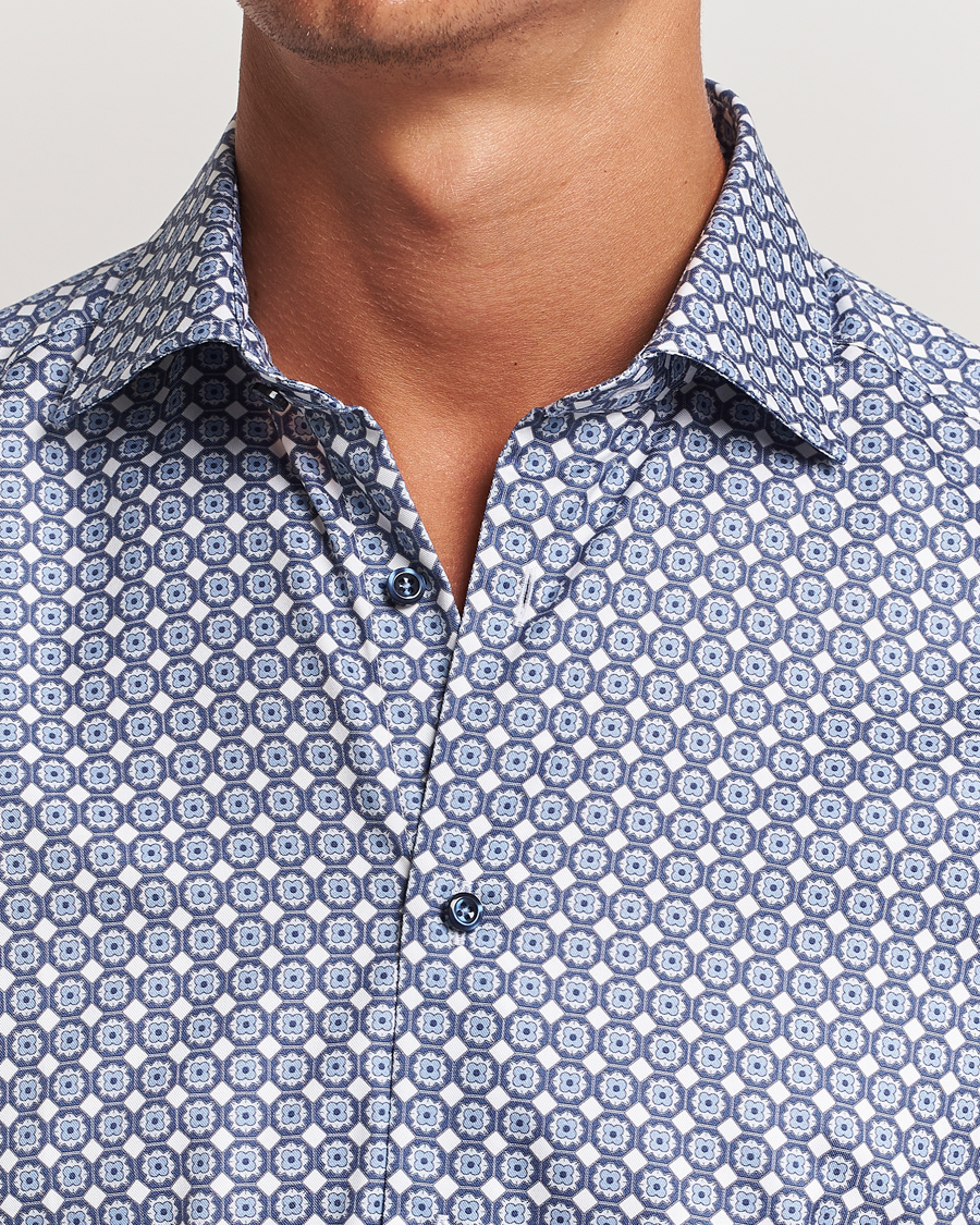 Mies | Kauluspaidat | Stenströms | Slimline Printed Twill Cut Away Shirt Blue