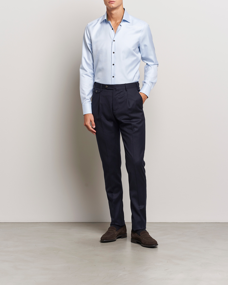 Mies | Kauluspaidat | Stenströms | Slimline Superior Twill Contrast Shirt Blue