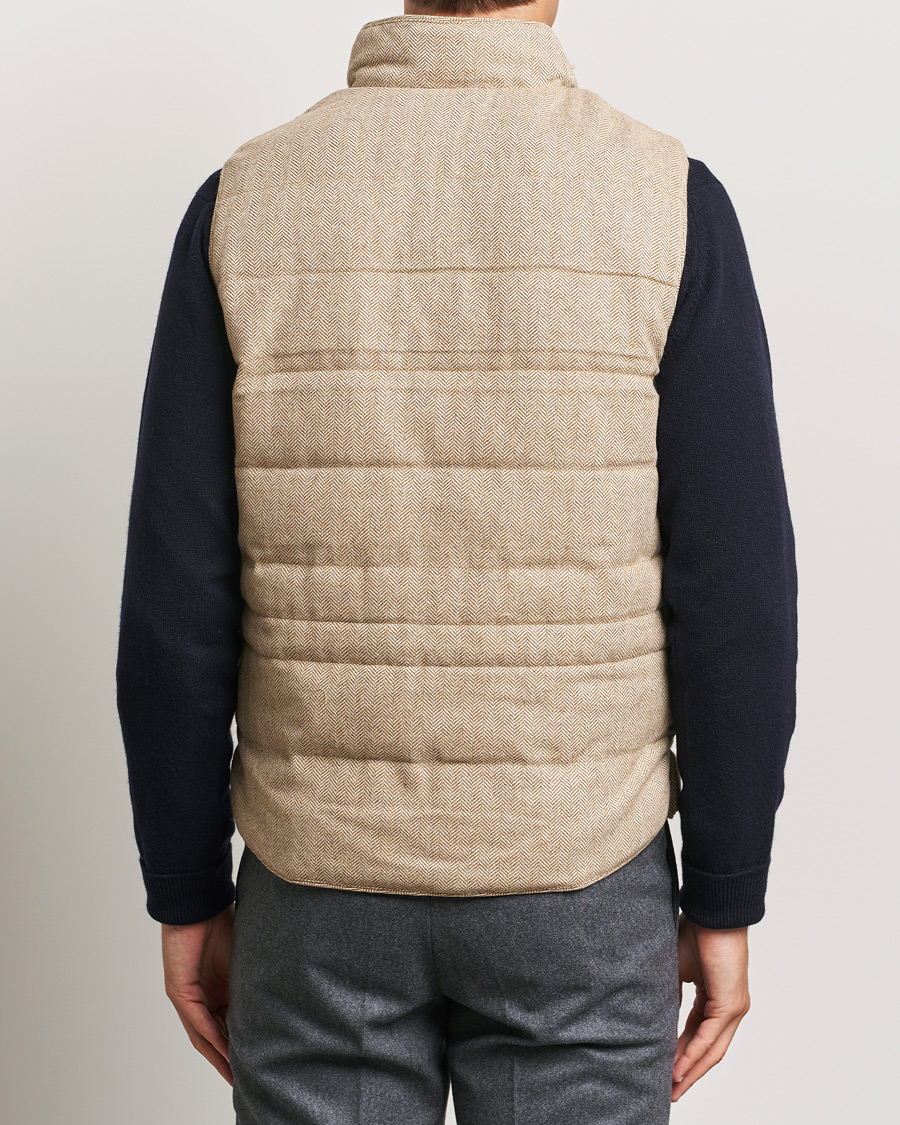 Mies | Takit | Stenströms | Padded Herringbone Wool Vest Brown
