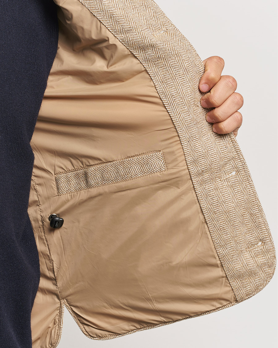 Mies | Takit | Stenströms | Padded Herringbone Wool Vest Brown