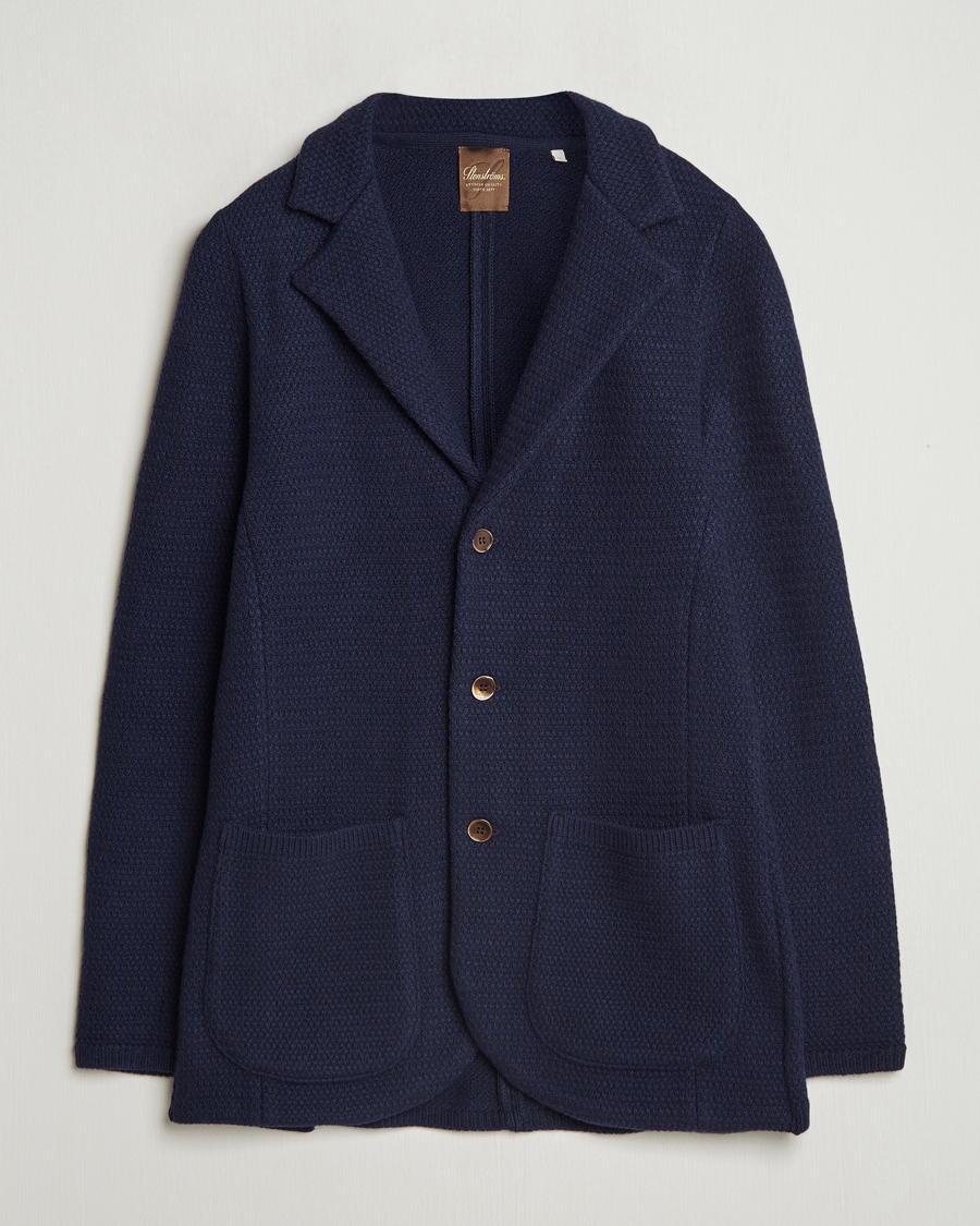 Mies | Pikkutakit | Stenströms | Knitted Textured Merino Wool Blazer Navy