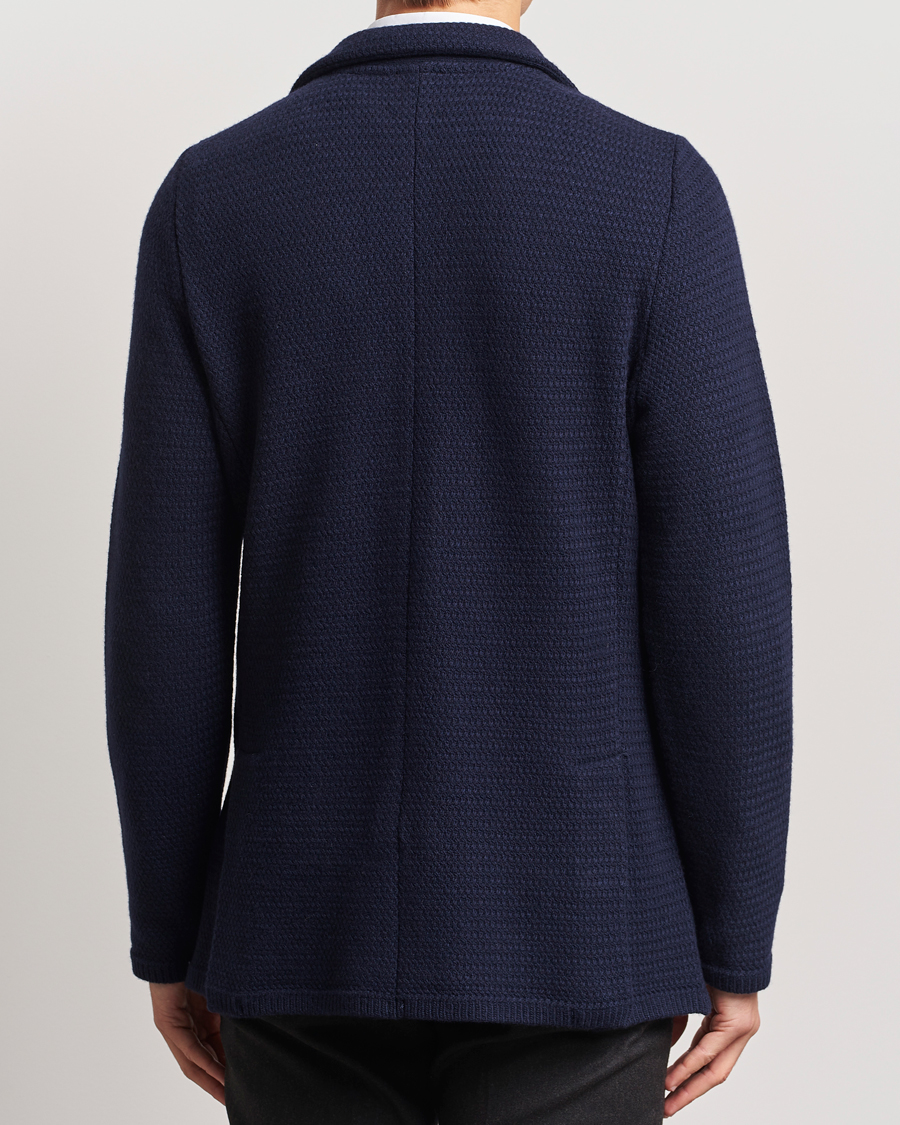 Mies | Pikkutakit | Stenströms | Knitted Textured Merino Wool Blazer Navy
