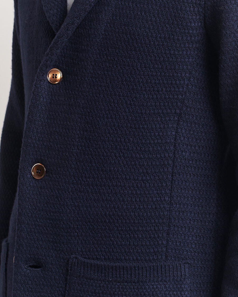 Mies | Pikkutakit | Stenströms | Knitted Textured Merino Wool Blazer Navy