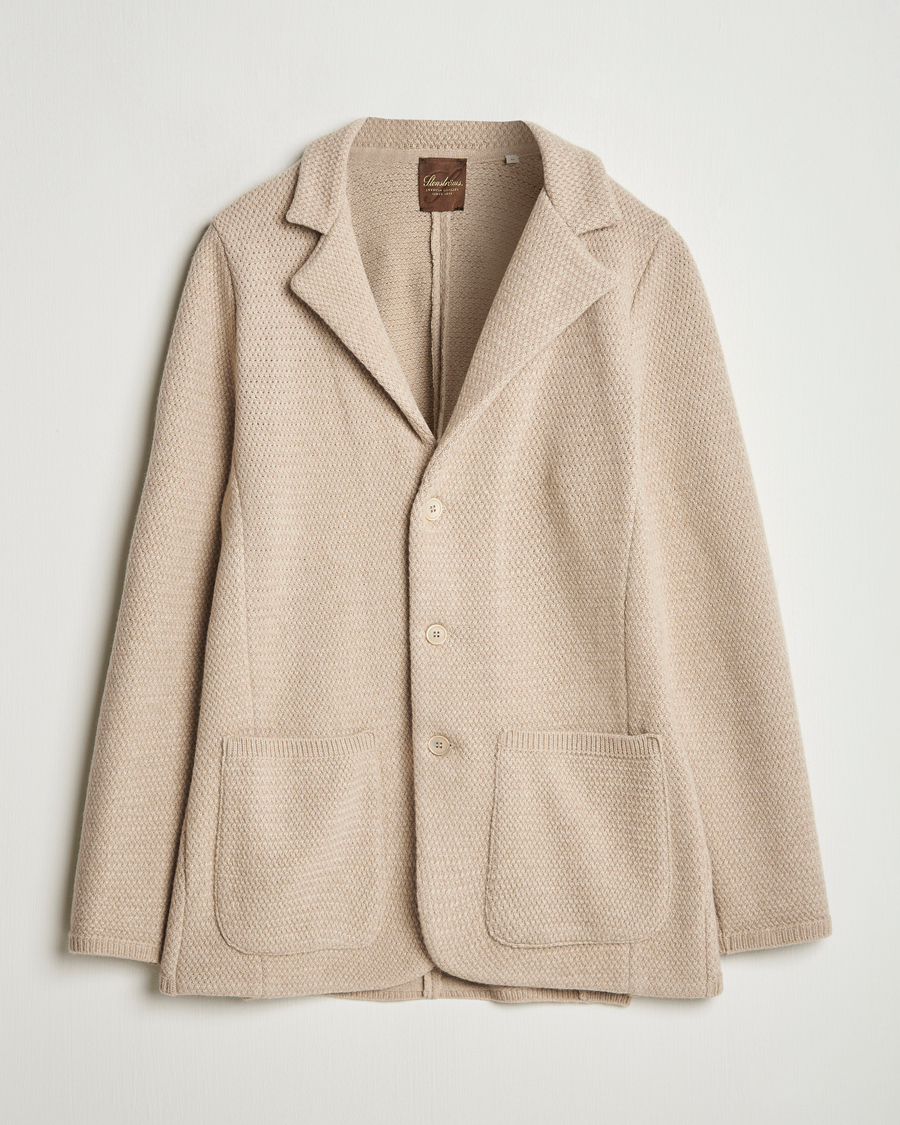 Mies | Pikkutakit | Stenströms | Knitted Textured Merino Wool Blazer Beige