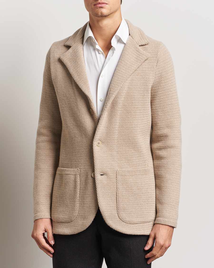 Mies | Pikkutakit | Stenströms | Knitted Textured Merino Wool Blazer Beige