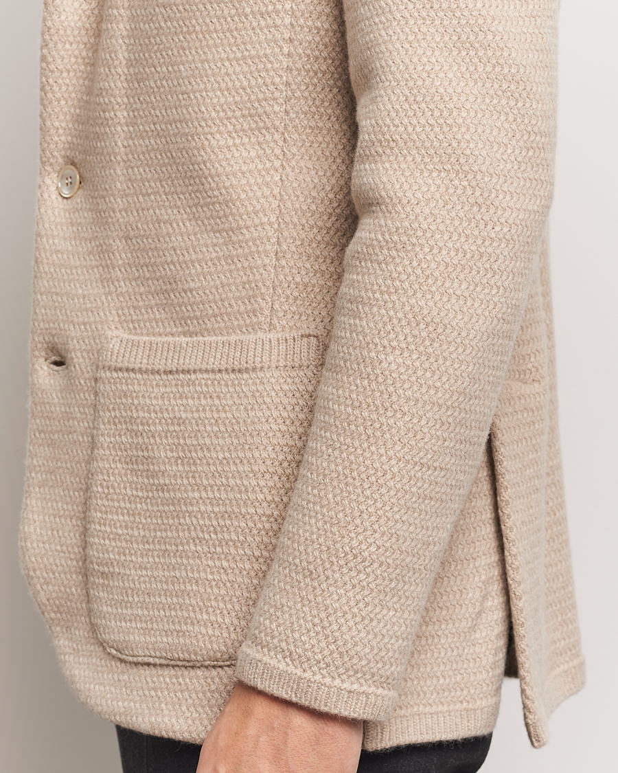 Mies | Pikkutakit | Stenströms | Knitted Textured Merino Wool Blazer Beige