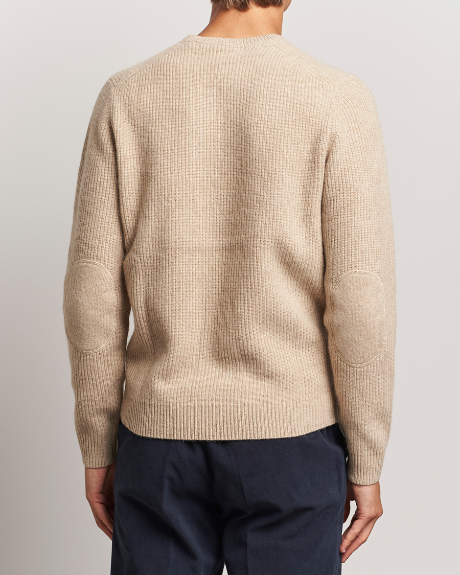 Mies | Puserot | Stenströms | Knitted Ribbed Yak/Merino Sweater Beige