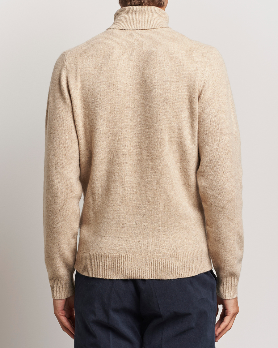 Mies | Puserot | Stenströms | Knitted Yak/Merino Rollneck Beige