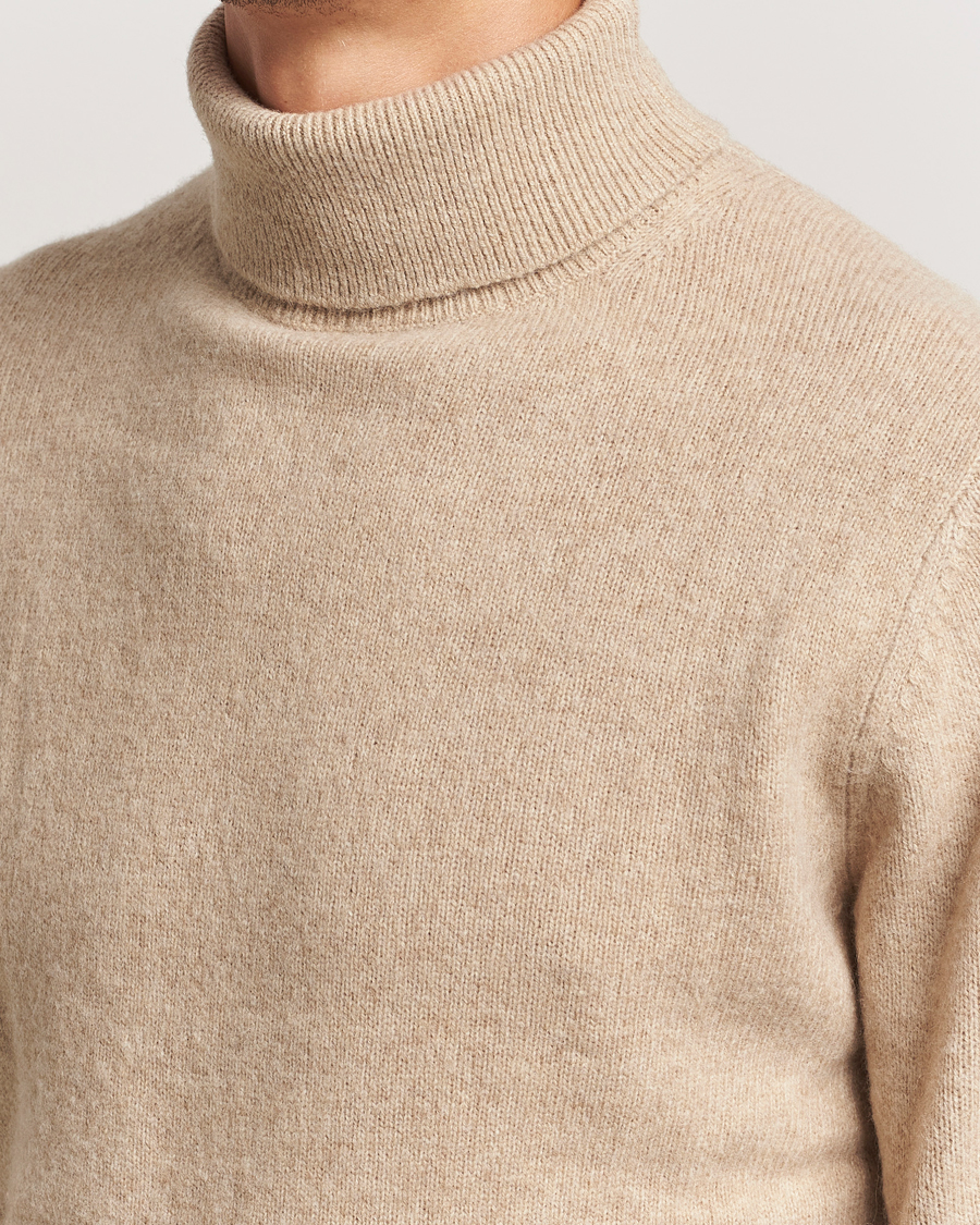 Mies | Puserot | Stenströms | Knitted Yak/Merino Rollneck Beige