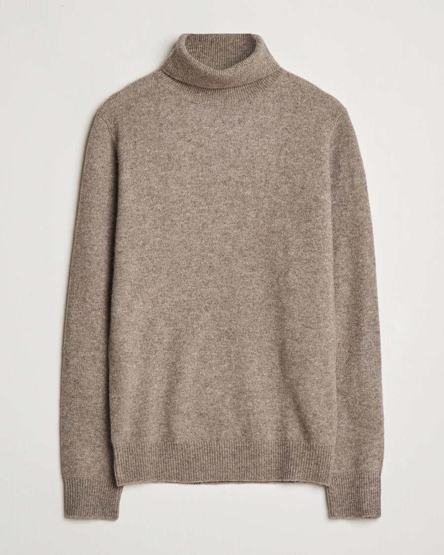 Mies | Puserot | Stenströms | Knitted Yak/Merino Rollneck Brown