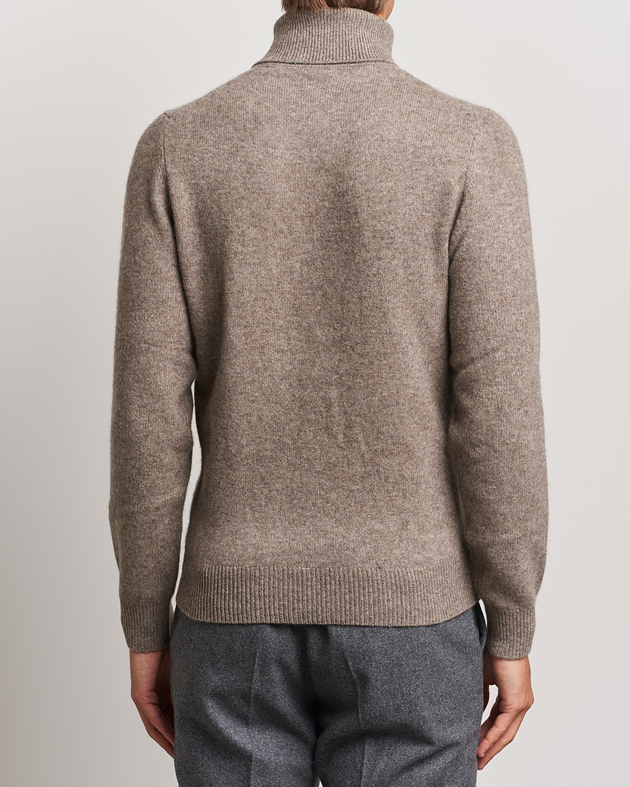Mies | Puserot | Stenströms | Knitted Yak/Merino Rollneck Brown
