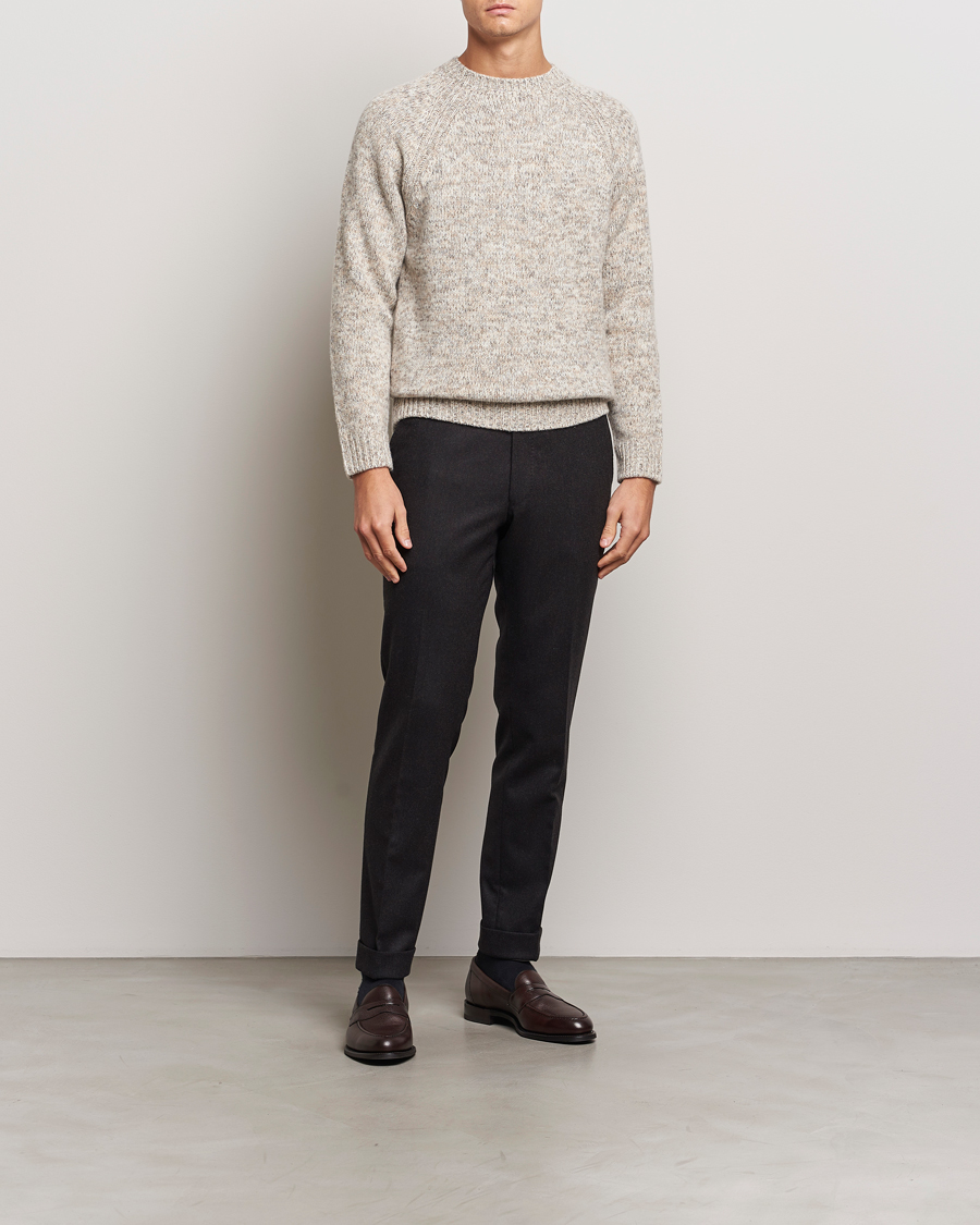 Mies | Puserot | Stenströms | Chunky Knitted Merino Sweater Beige