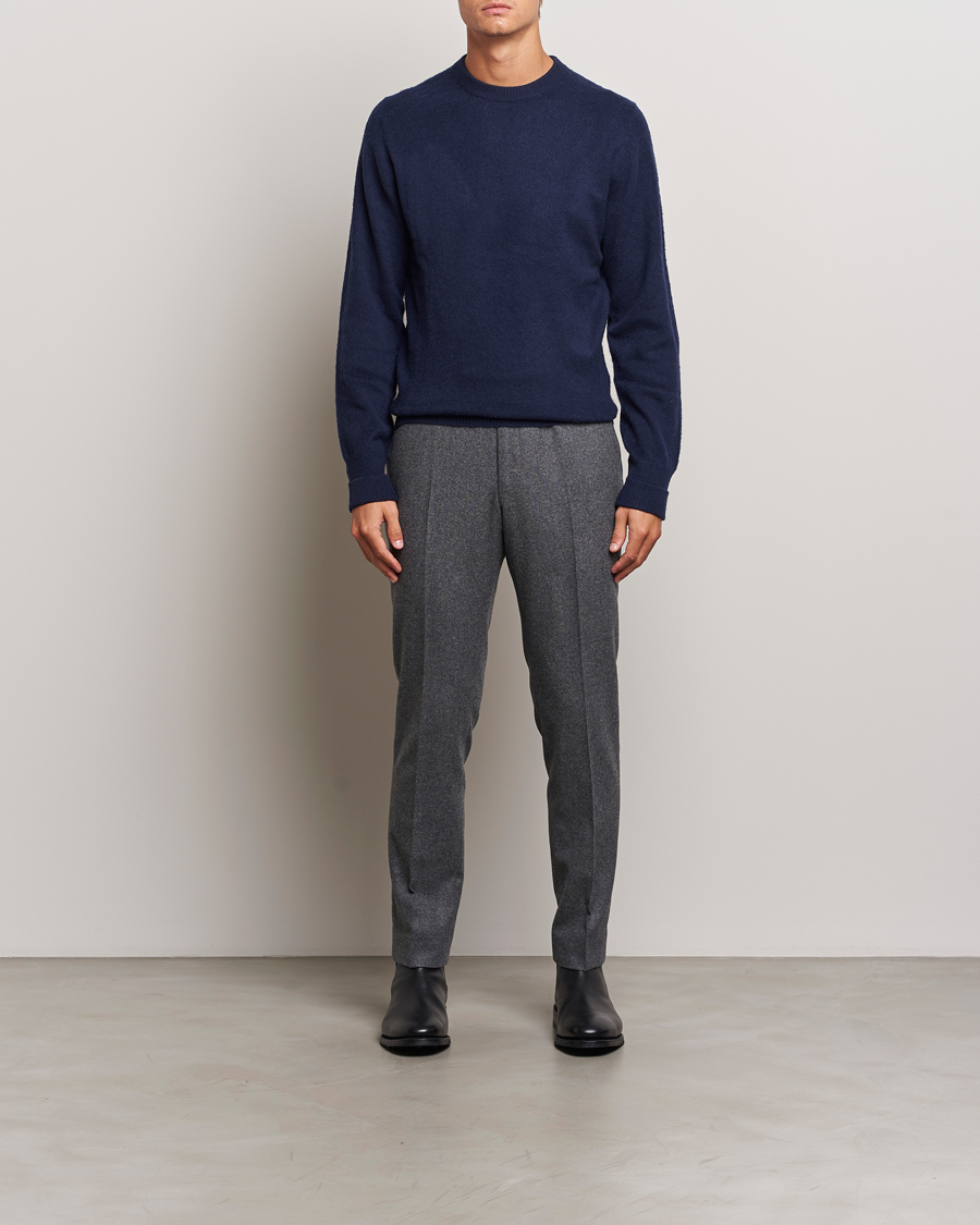 Mies | Puserot | Stenströms | Brushed Merino Crew Neck Navy