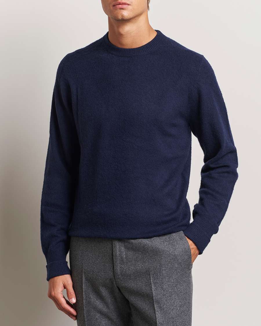 Mies | Puserot | Stenströms | Brushed Merino Crew Neck Navy