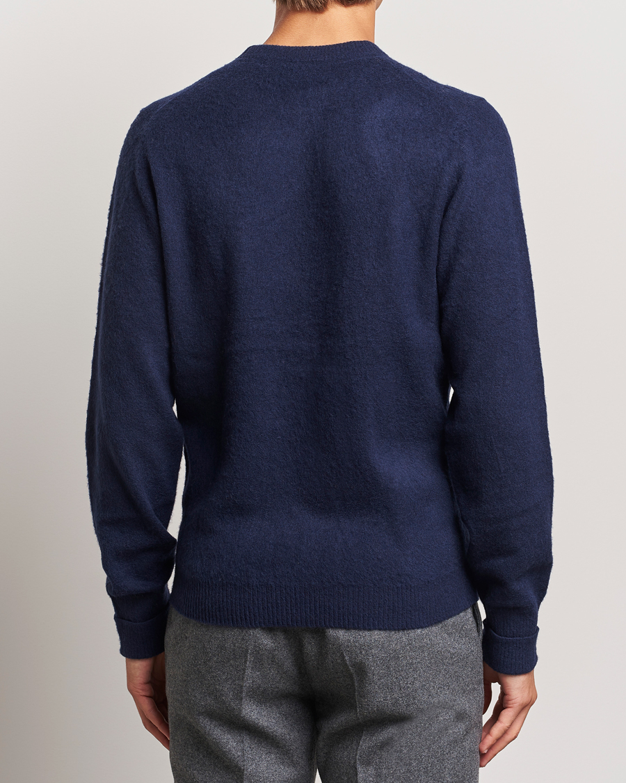 Mies | Puserot | Stenströms | Brushed Merino Crew Neck Navy