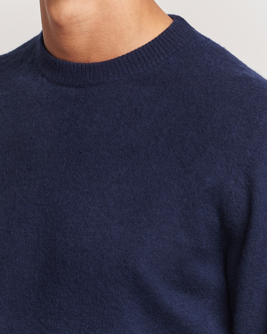 Mies | Puserot | Stenströms | Brushed Merino Crew Neck Navy