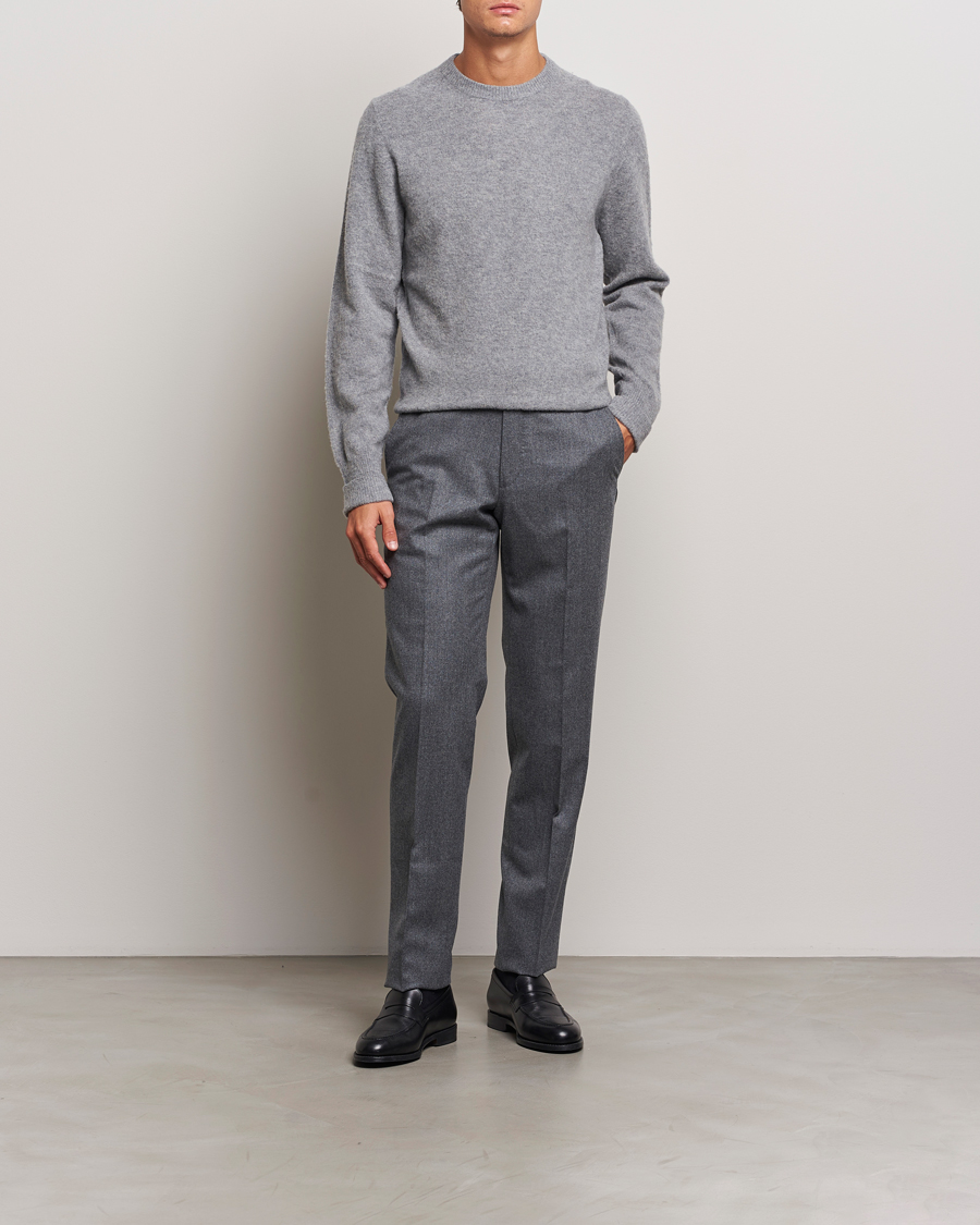 Mies | Puserot | Stenströms | Brushed Merino Crew Neck Grey