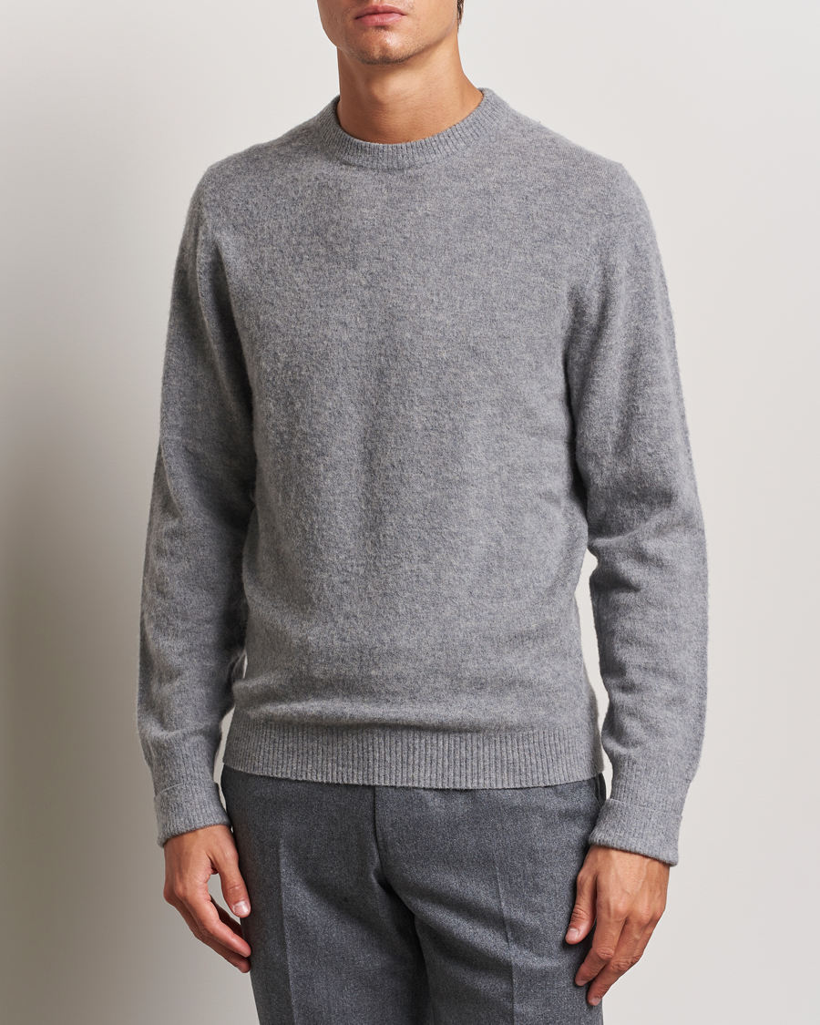 Mies | Puserot | Stenströms | Brushed Merino Crew Neck Grey