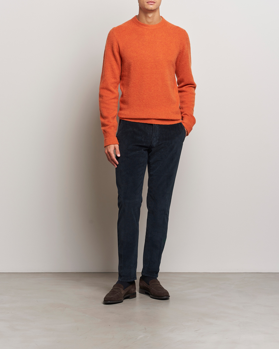 Mies | Puserot | Stenströms | Brushed Merino Crew Neck Orange