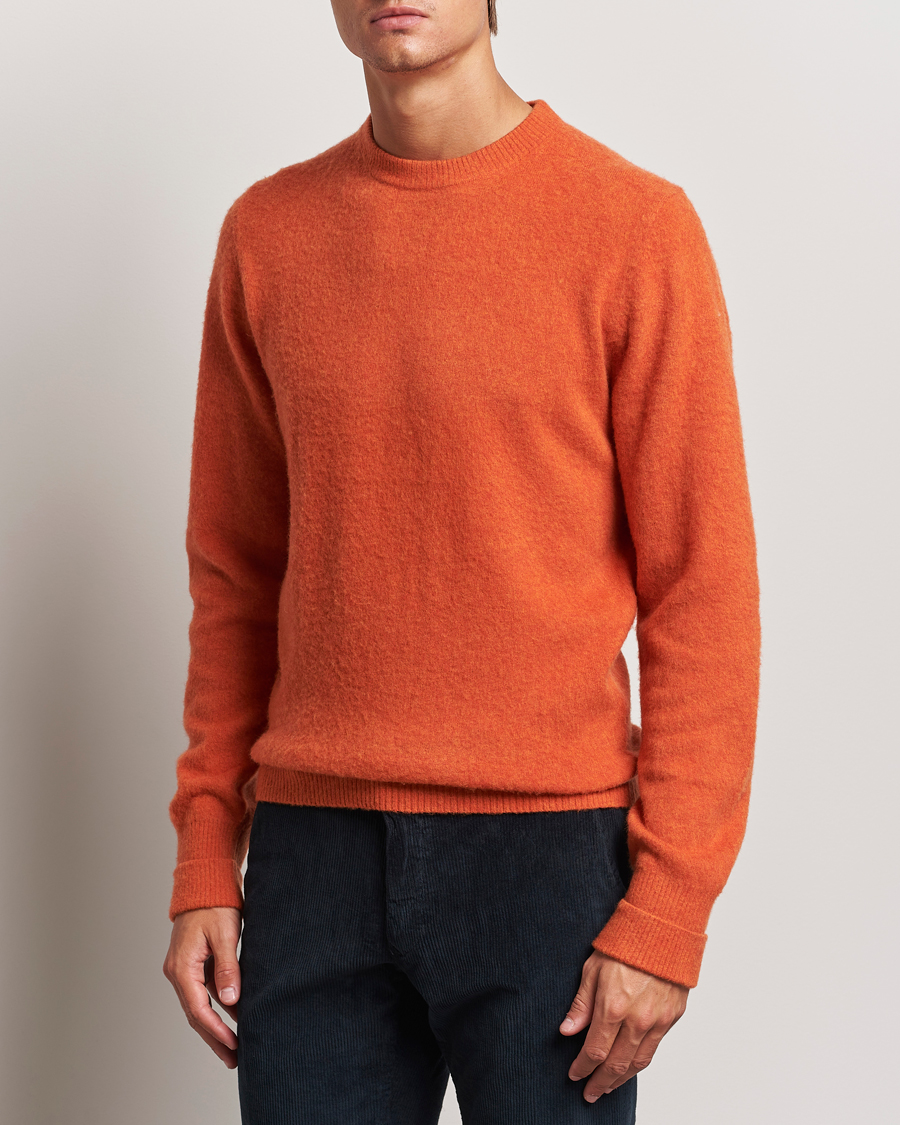 Mies | Puserot | Stenströms | Brushed Merino Crew Neck Orange