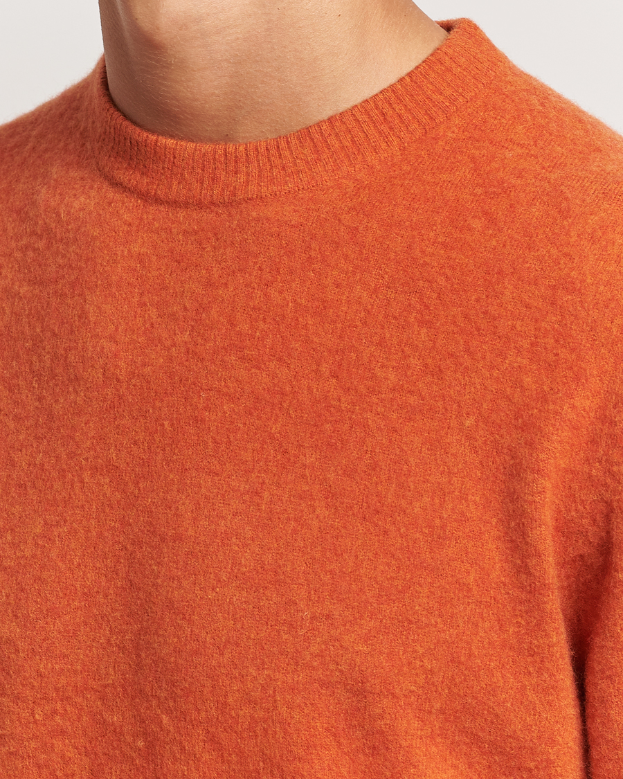 Mies | Puserot | Stenströms | Brushed Merino Crew Neck Orange